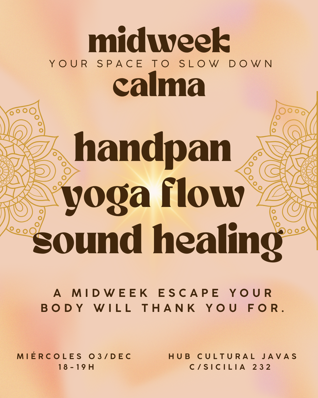 a midweek event, miércoles eventos Barcelona para relajación. relaxation